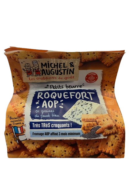 Michel & Augustin Butterkekse herzhaft mit Roquefort AOP und blauem Mohn 100 g 